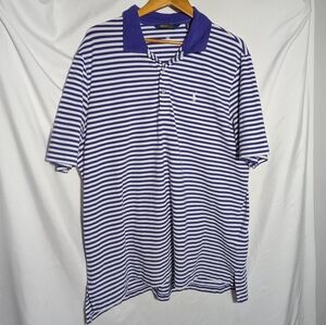 Men’s Ralph Lauren Golf, Short Sleeve Polo, Blue &  White Striped, Summer, Sz XL